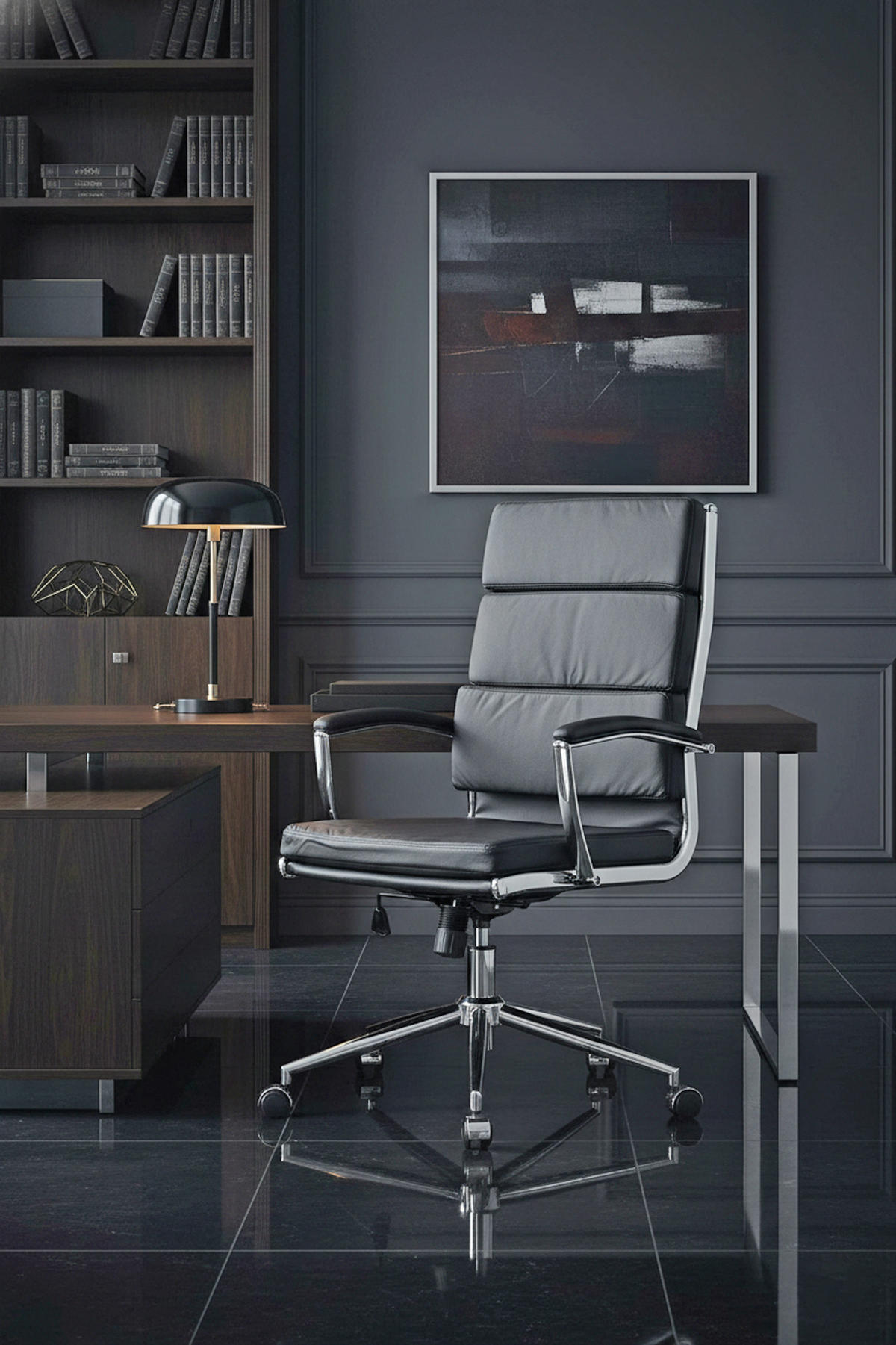 BÜROSTUHL Cyron Kunstleder schwarz - Chromfarben/Schwarz, Metall (61/115/65cm) - TPFLiving