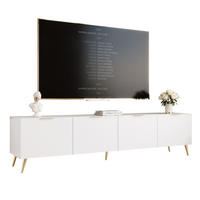 TV skříňka ANGEL 200 cm na nožkách s osvětlením BÍLÁ - bílá, kompozitní dřevo (200/49/40cm) - Idohome