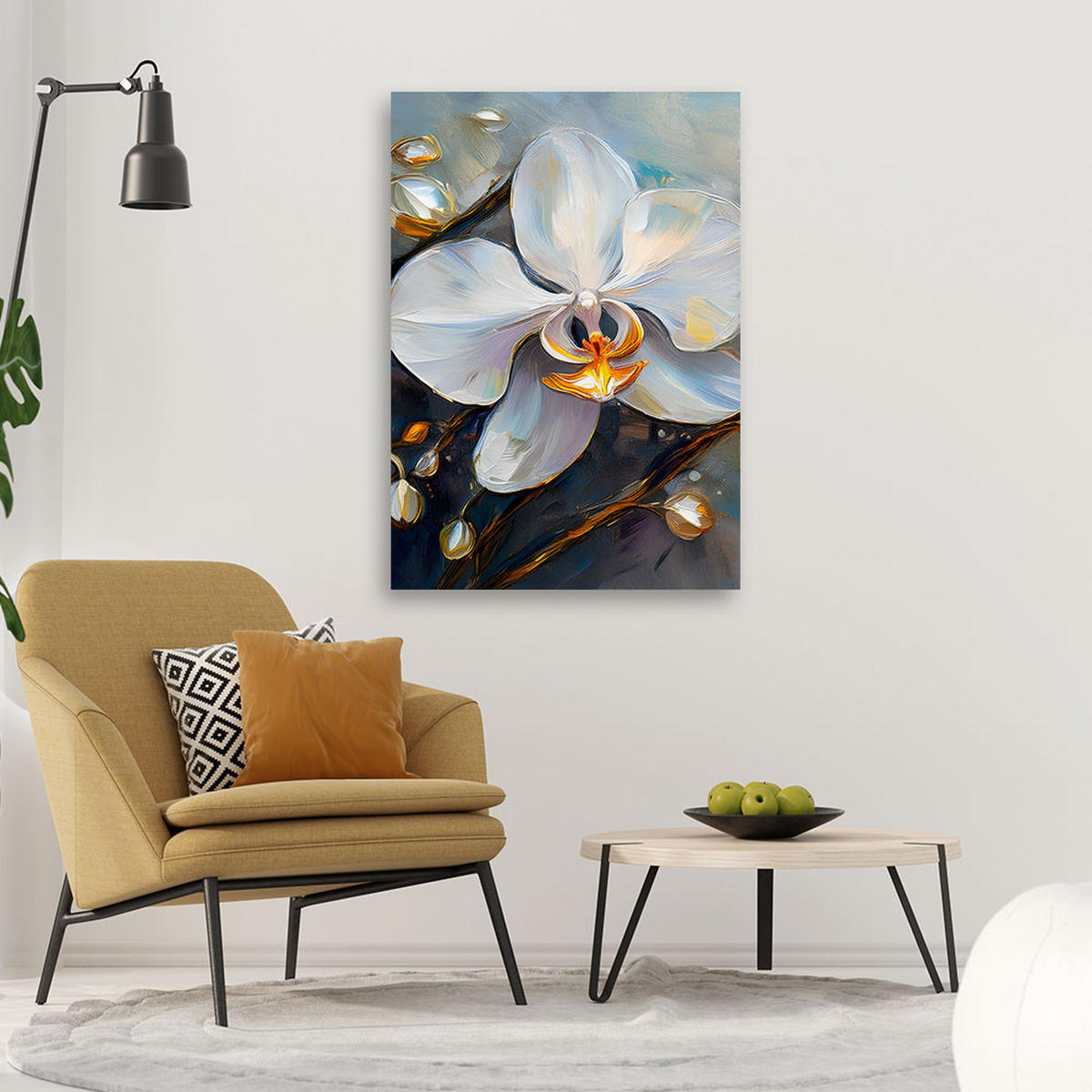 LEINWANDBILD Orchideen weiße Blumen 40x60cm - Weiß, Textil (40/60cm) - Feeby