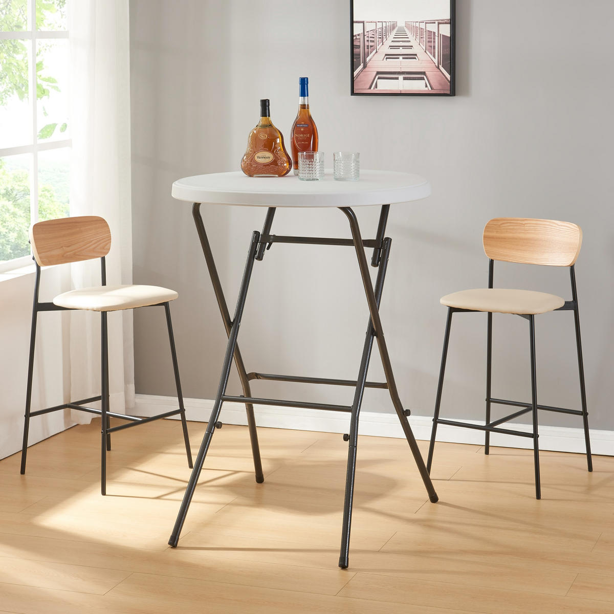 KLAPPTISCH Ljusnarsberg - Weiß, Kunststoff/Metall (80/80/110cm) - [en.casa]