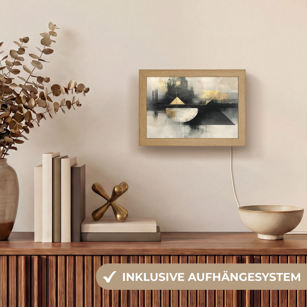 NÁSTĚNNÁ LAMPA Abstraktní - černá - barva - moderní 20x15 cm - šedá, kompozitní dřevo (20/15/8cm) - OnlyWow