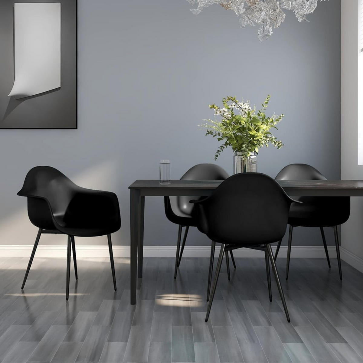 ESSZIMMERSTÜHLE 4 Stk. Schwarz PP 59*64*84cm - Schwarz, Kunststoff (59/84/64cm) - ZMH