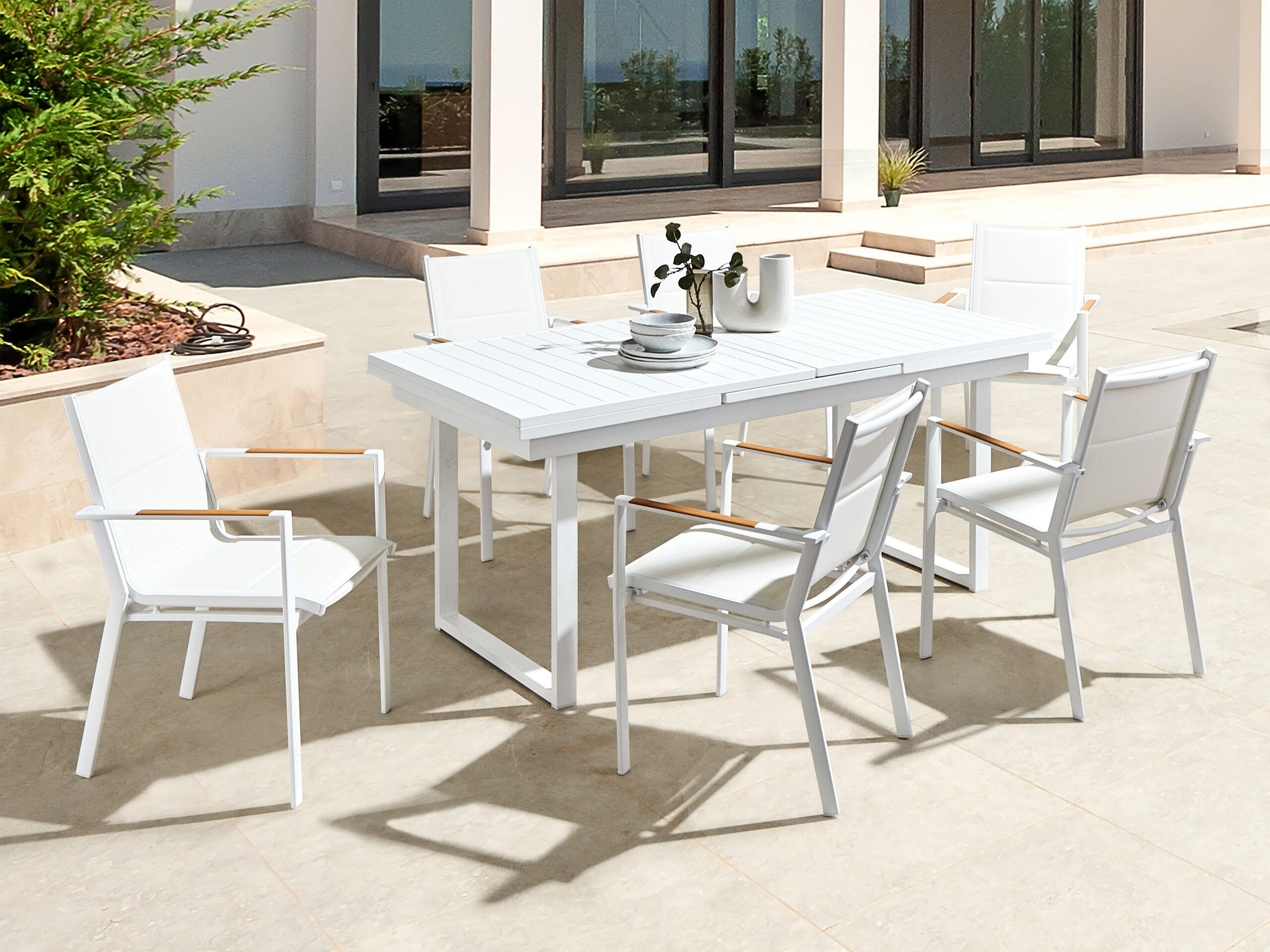 GARTENTISCH Weiß Valcanetto - Weiß, Metall (180/90/84cm) - Beliani