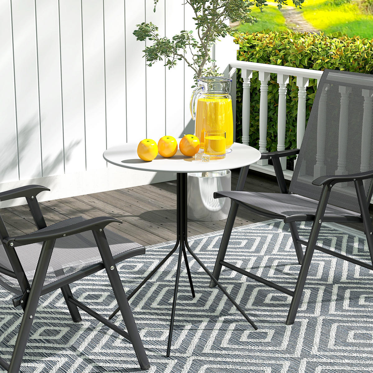 BEISTELLTISCH GARTEN Dunkelgrau Stahl Rund 60/60/71 cm - Dunkelgrau, Metall (60/60/71cm) - PANGIVO