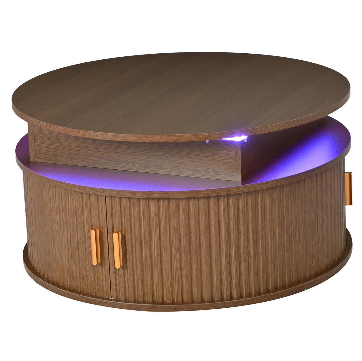 COUCHTISCH 75/75/52 cm walnussfarben aus MDF höhenverstellbar mit LED und Stauraum - Nussbaumfarben, Holzwerkstoff (75/75/52cm) - OKWISH