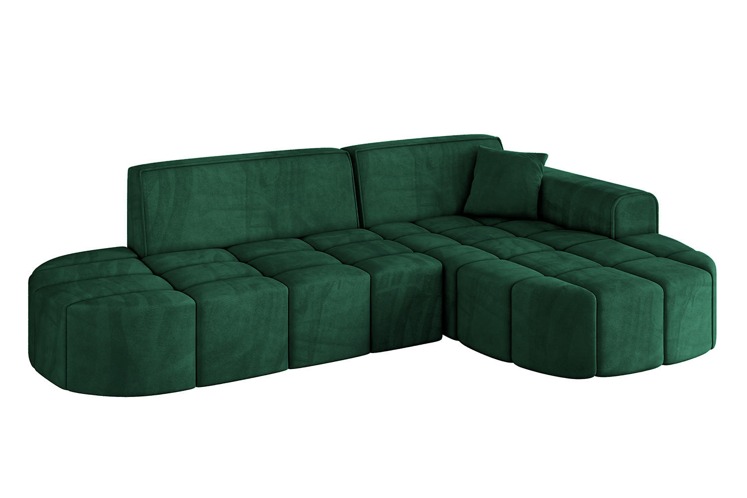 ECKSOFA Ottomane Rechts LIVO-L1 - 252x173x79,5 cm Dunkelgrün - Grün, Holzwerkstoff/Textil (252/173cm) - ALTDECOR