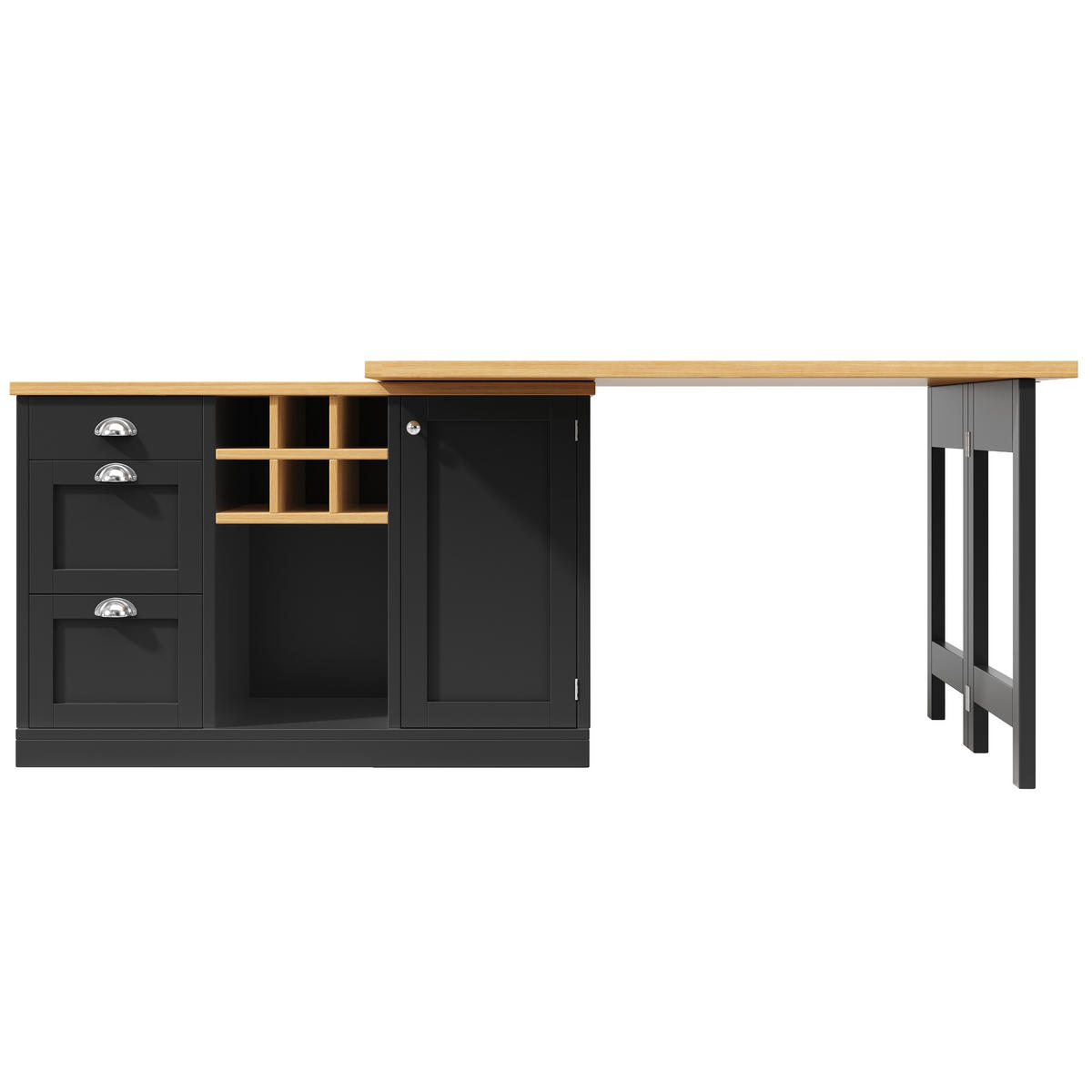 BARTISCH Ausziehbar Stauraum Weinregal Schublade Schwarz - Schwarz, Holzwerkstoff (120/74/40cm) - FLIEKS