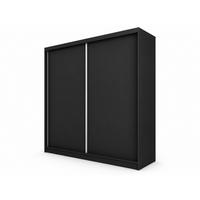 KLEIDERSCHRANK Steria 200 cm Schwarz Griffe silber - Schwarz, Holzwerkstoff (200/216/61cm) - KS Home Concept