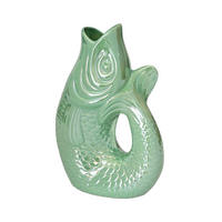 VASE Monsieur Carafon L, Fisch-Form, Steingut, Rainbow Mint, 31cm - Grün, Keramik (31cm) - Gift Company