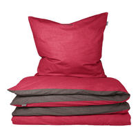 BETTWÄSCHESET Doubleface Renforcé 2-teilig 135x200 cm Rot-Dunkelgrau - Dunkelgrau/Rot, Textil (135/200cm) - SCHIESSER