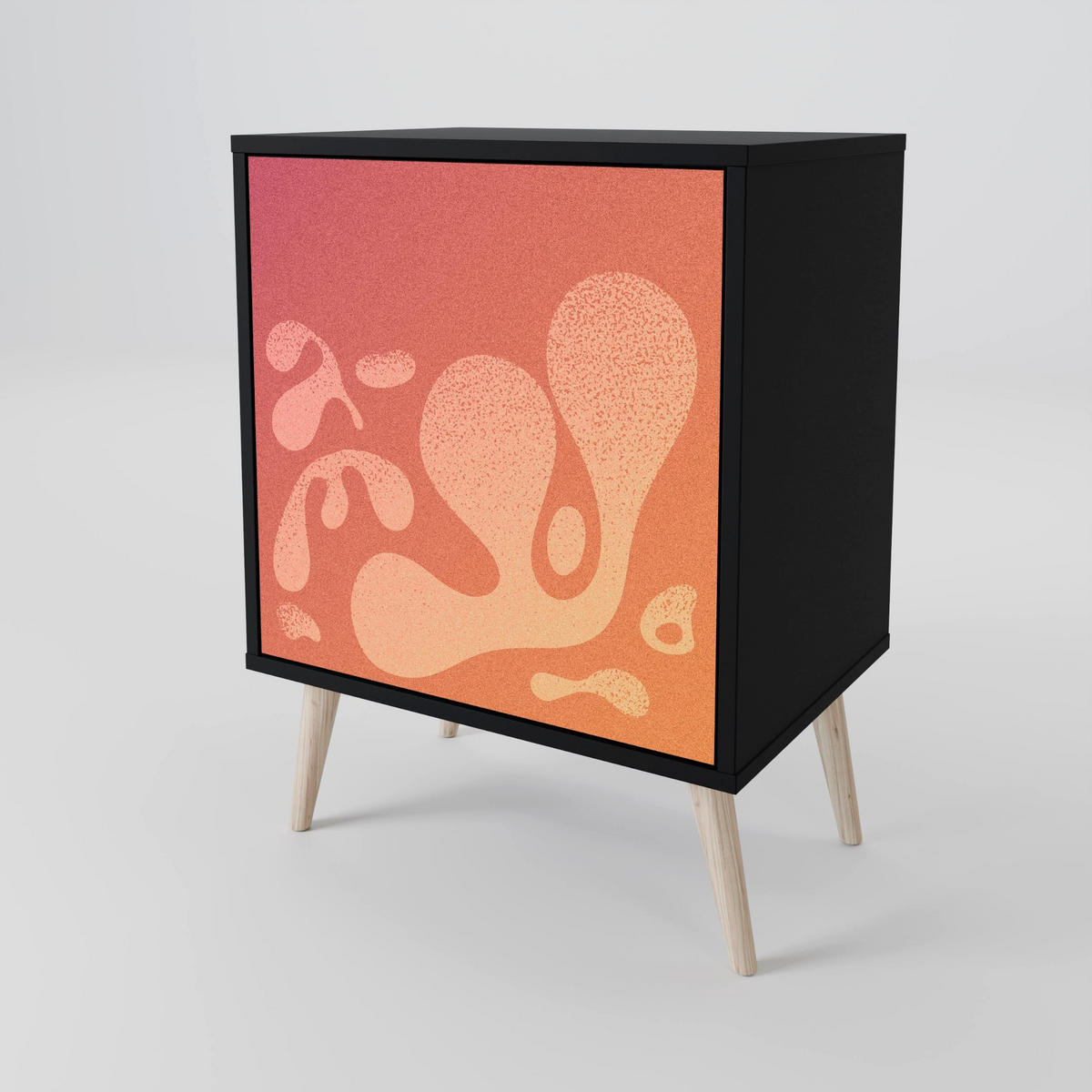 SIDEBOARD IRREGULAR PINK, Schwarz, 57,5x42x75,5 cm, Goldfarbene Metallfüße - Goldfarben/Multicolor, Holzwerkstoff/Metall (57.5/75.5/42cm) - SpaceRebels