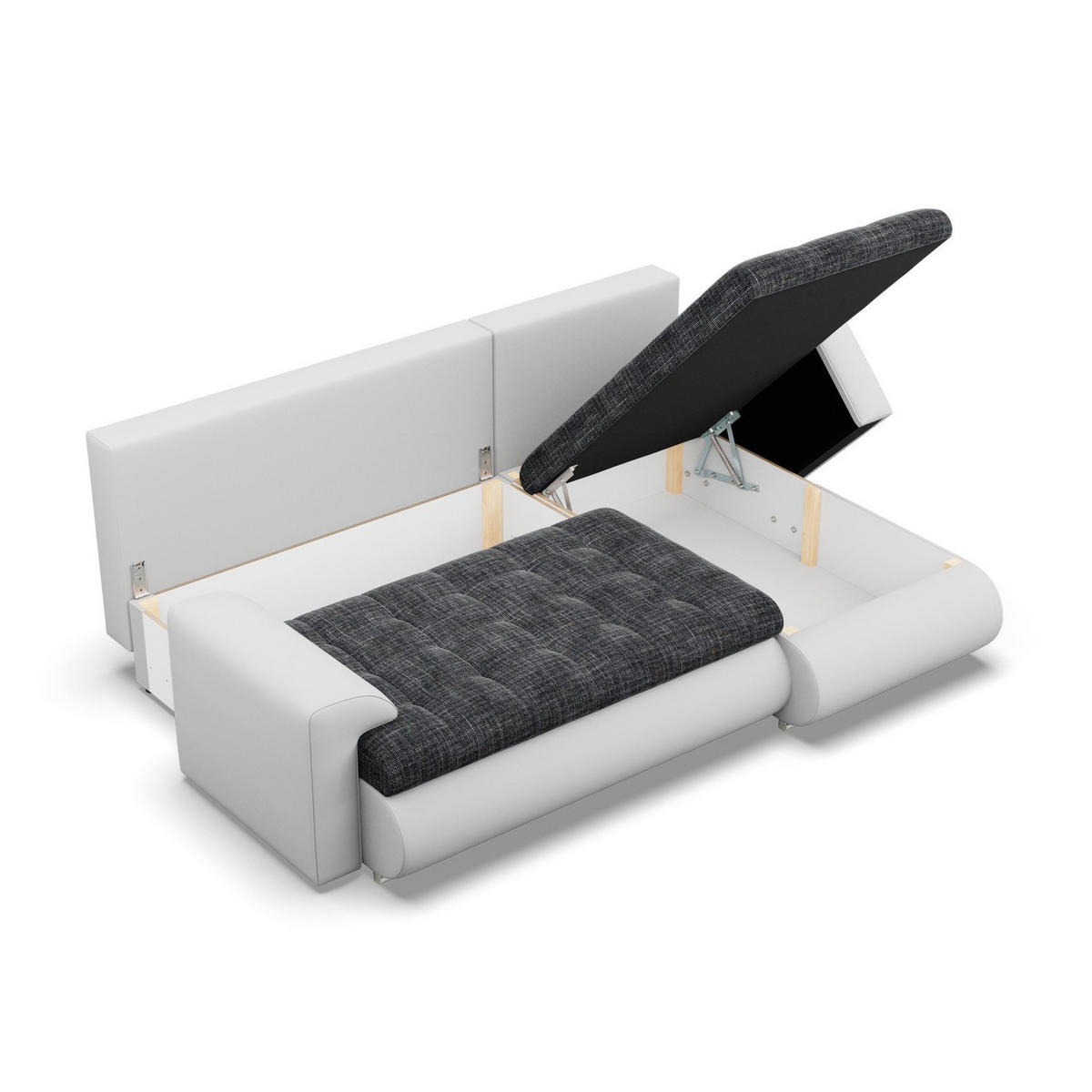 ECKSOFA RECHTS MIT SCHLAFFUNKTION FORESTA, Schwarz + Grau - Schwarz/Grau, Textil (230/159cm) - Mebligo