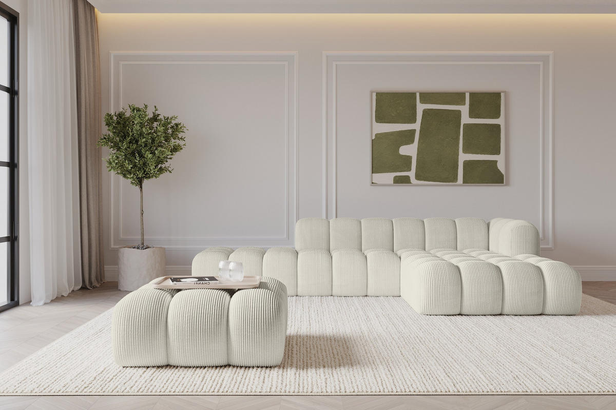TABURET OLEA-PUF 91x87x44 cm Krémová Manšestr - černá/krémová, kompozitní dřevo/textil (91/44/87cm) - ALTDECOR