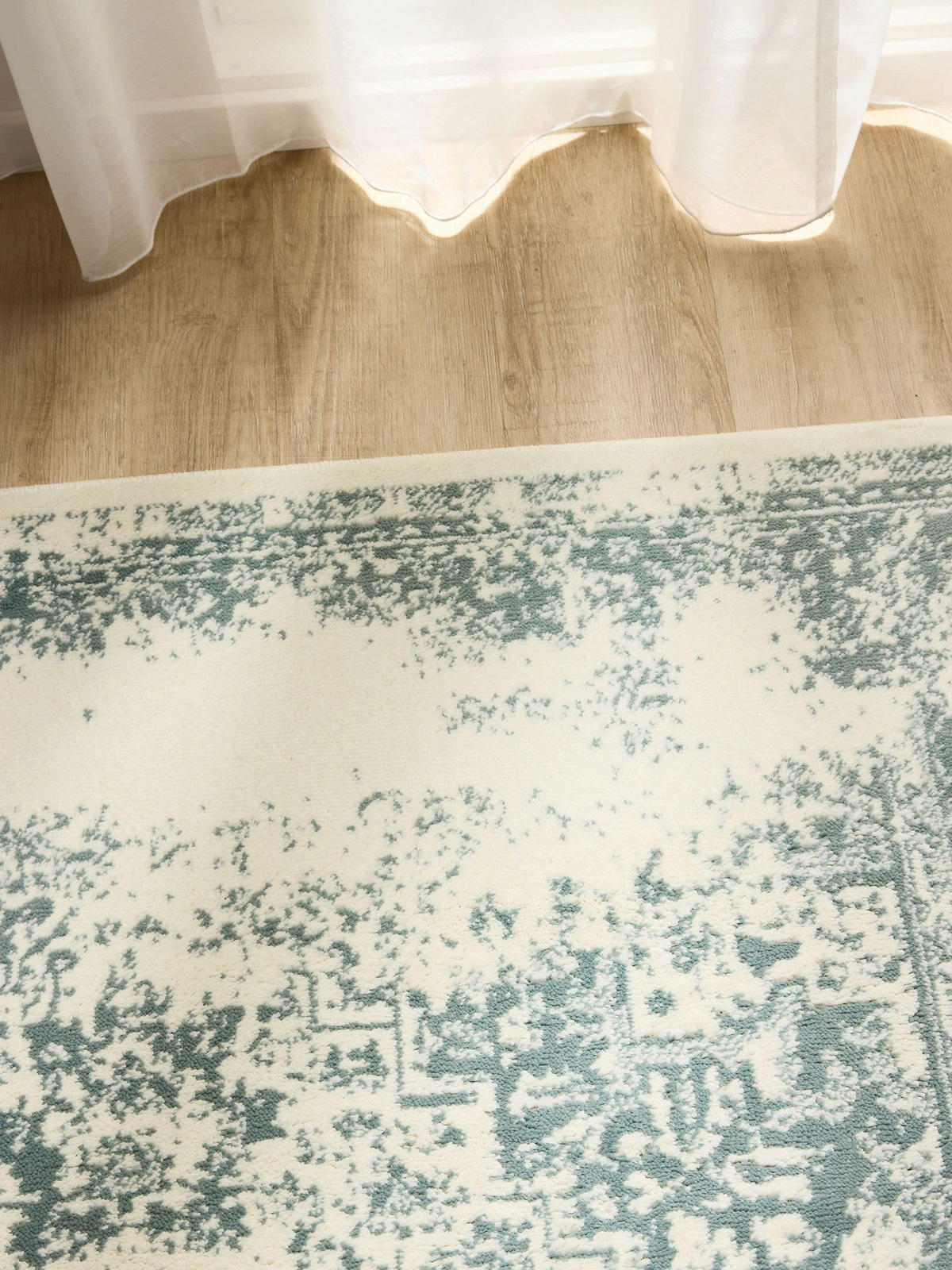 VINTAGE-TEPPICH Suki 80/150 cm - Creme/Mintgrün, Kunststoff (80/150cm) - benuta