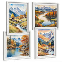 BILDER SET 4er Set - 50x50 cm & 40x60 cm Weißer Rahmen - Herbstliche Naturlandschaften - Weiß, Kunststoff (50/50cm) - TULUP