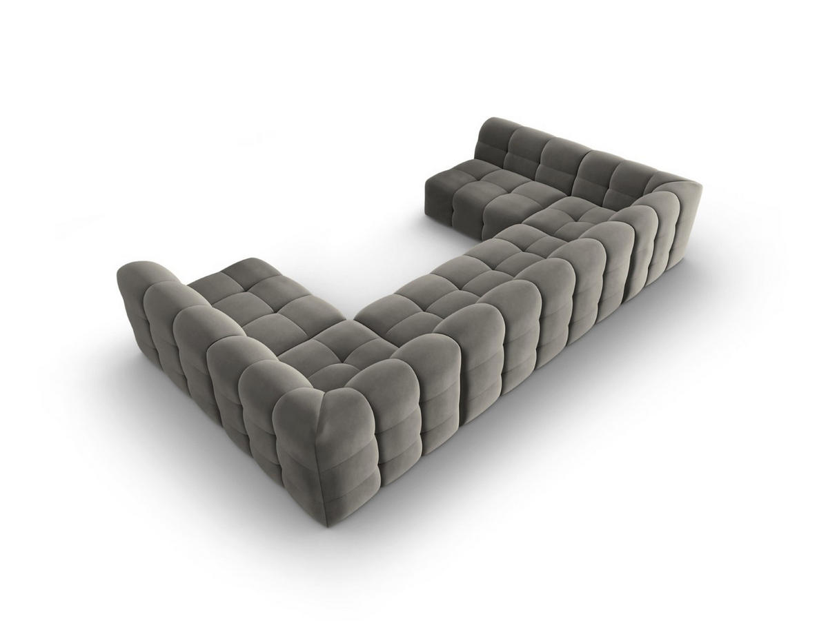 PANORAMASOFA Kendal aus Samt dunkelgrau 7 Sitzplätze - Dunkelgrau, Textil (203/79/372cm) - Micadoni
