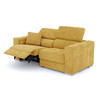 SOFA QUARTZ 3-Sitzer mit 1 Relaxfunktion, honig - Silberfarben/Honig, Holzwerkstoff/Textil (204/80/102cm) - Courtois Laville