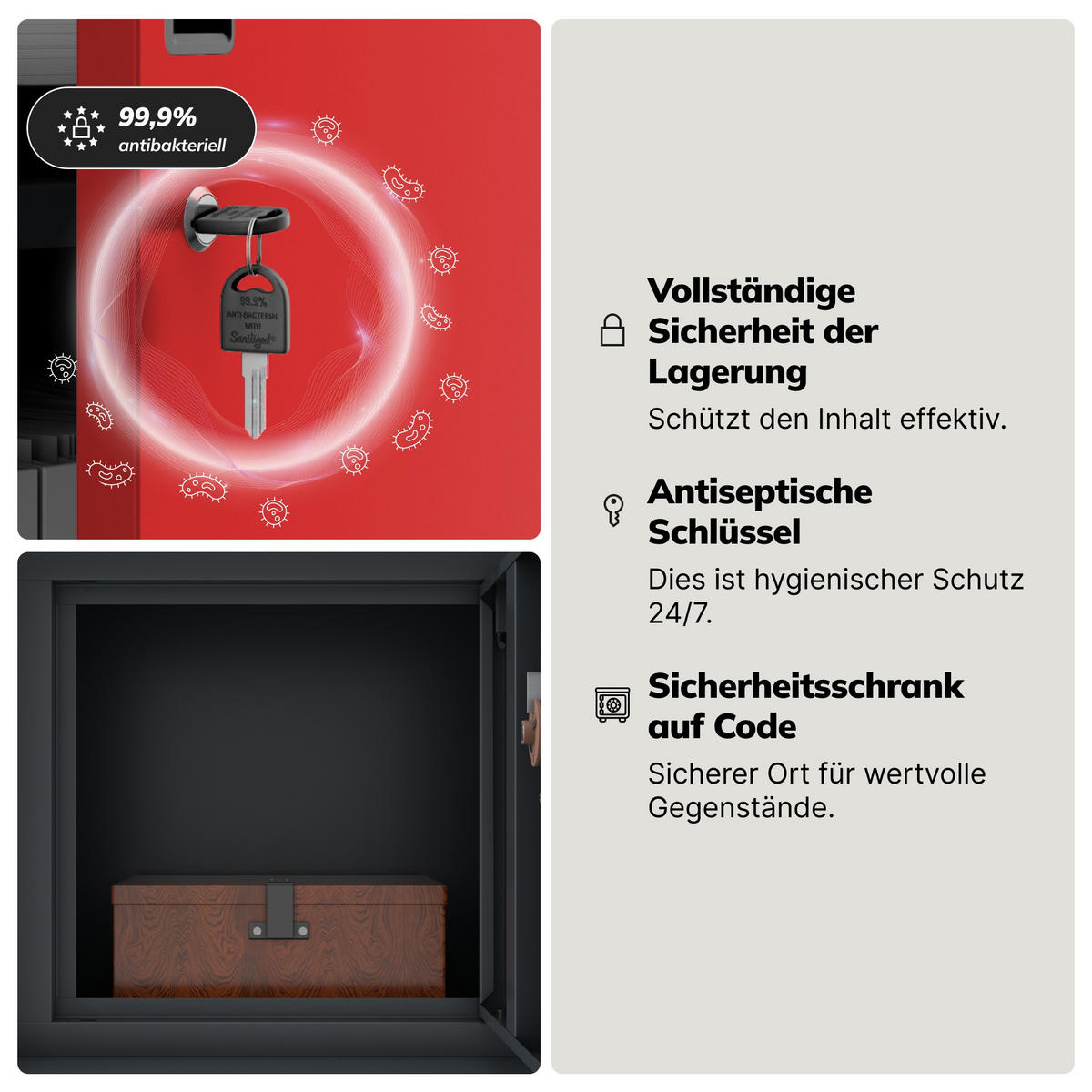 AKTENSCHRANK FILIP II 185x90x40 cm - Anthrazit/Rot, Metall (90/185/40cm) - Jan Nowak