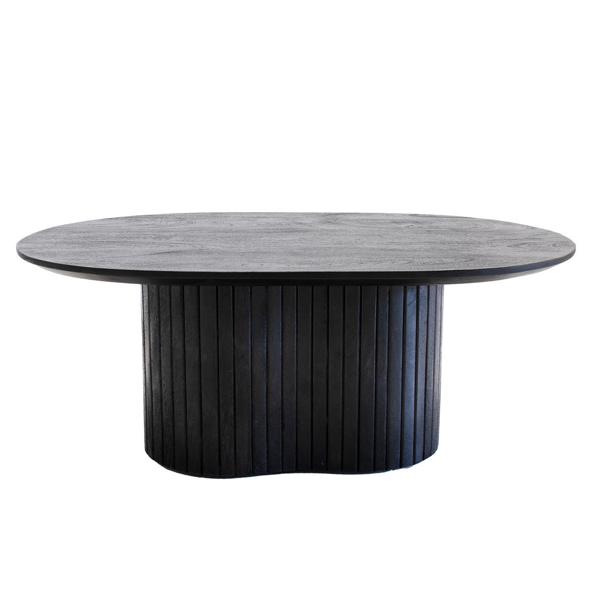 COUCHTISCH Oval 90cm aus Mangoholz, Schwarz - Schwarz, Holz (90/60/35cm) - Giga Meubel
