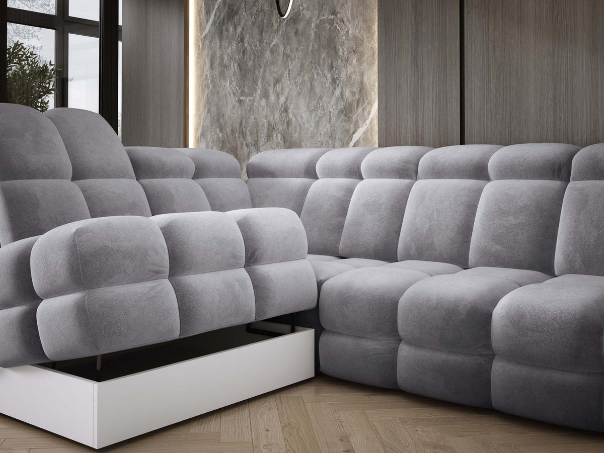 ECKSOFA TOLLO Salvador-stoff L-form 302x217x105 cm grau - Grau, Holz/Textil (302/217cm) - DomoHome