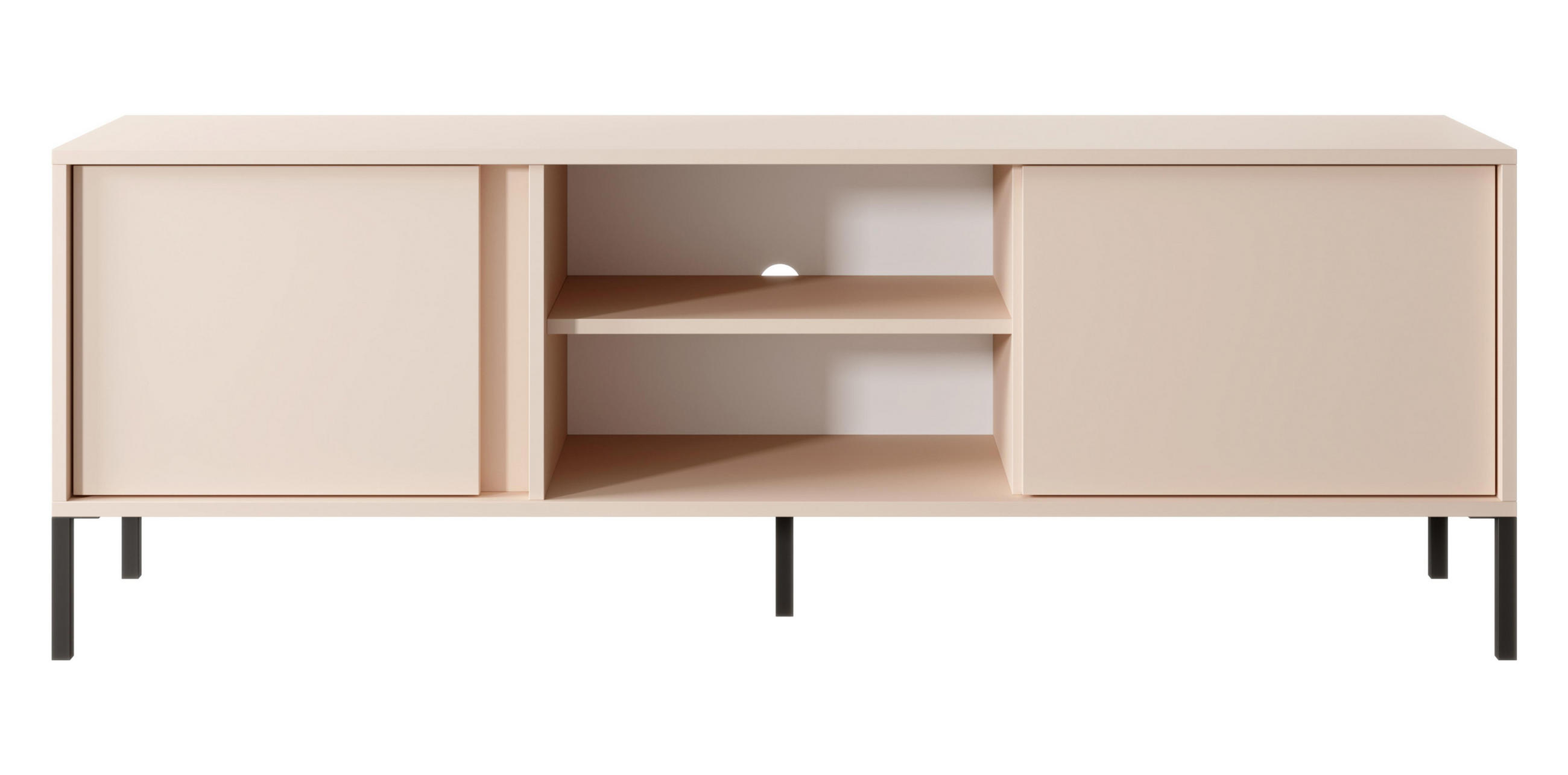 LOWBOARD Piemontesia 2T Beige 153,1/53,4/39,5 cm – mit Push-to-Open-Funktion - Beige/Schwarz, Holzwerkstoff/Metall (153.1/53.4/39.5cm) - AX Living