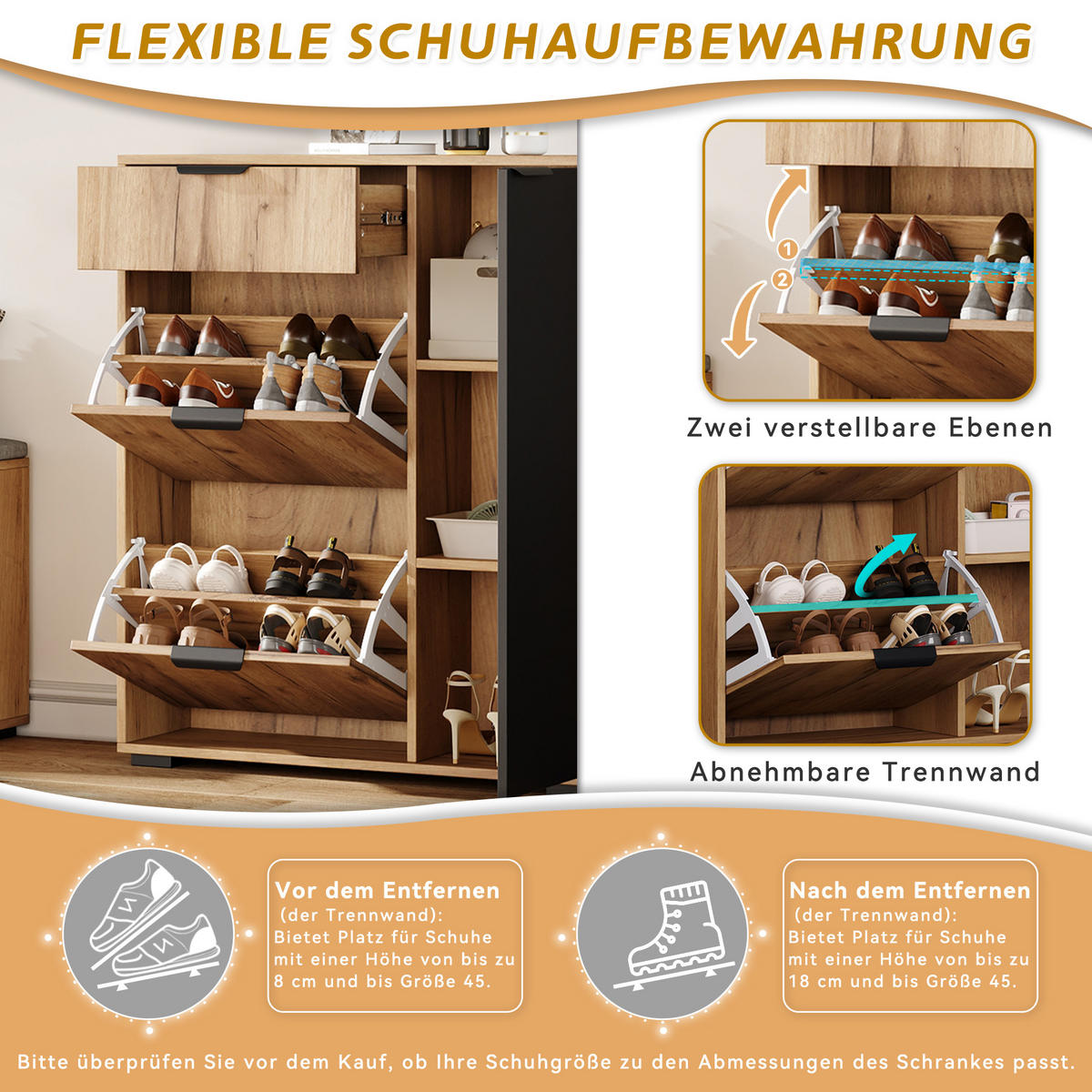 GARDEROBEN-SET 140 cm Natur & Schwarz – Flurmöbel mit Spiegel, Schuhbank & 4 Türen Modern - Naturfarben, Holzwerkstoff (140/139/35cm) - Urban Meuble