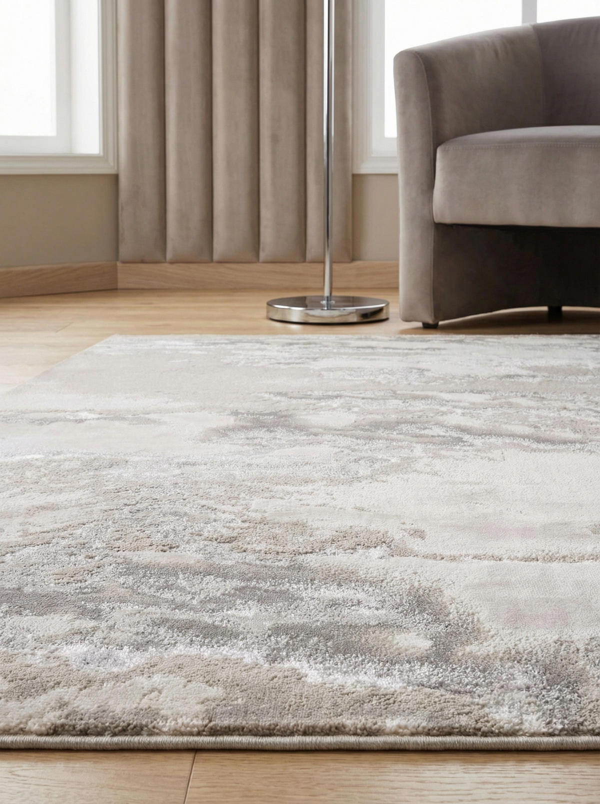 TEPPICH Polyester flachflor abstrakt hochglanz Como-Lecco, Silbergrau 120x170 cm - Silberfarben, Textil (120/170cm) - KADIMA DESIGN