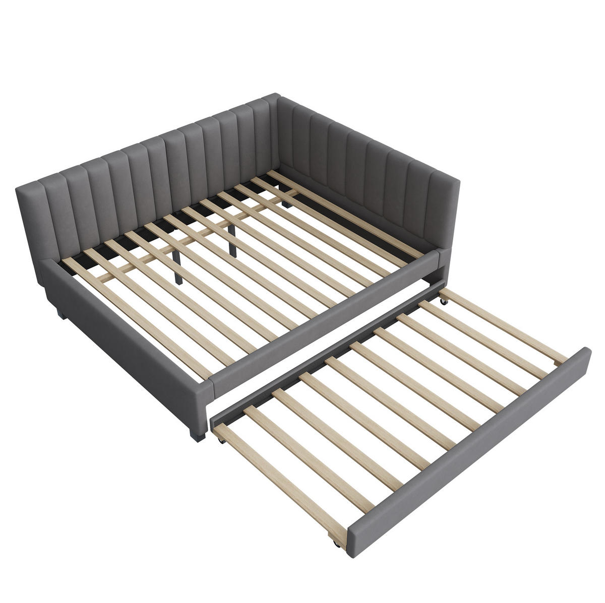 SCHLAFSOFA mit Ausziehbett und Lattenrost 140x200 cm Samt Grau - Grau, Holzwerkstoff (140/200cm) - Beauniv