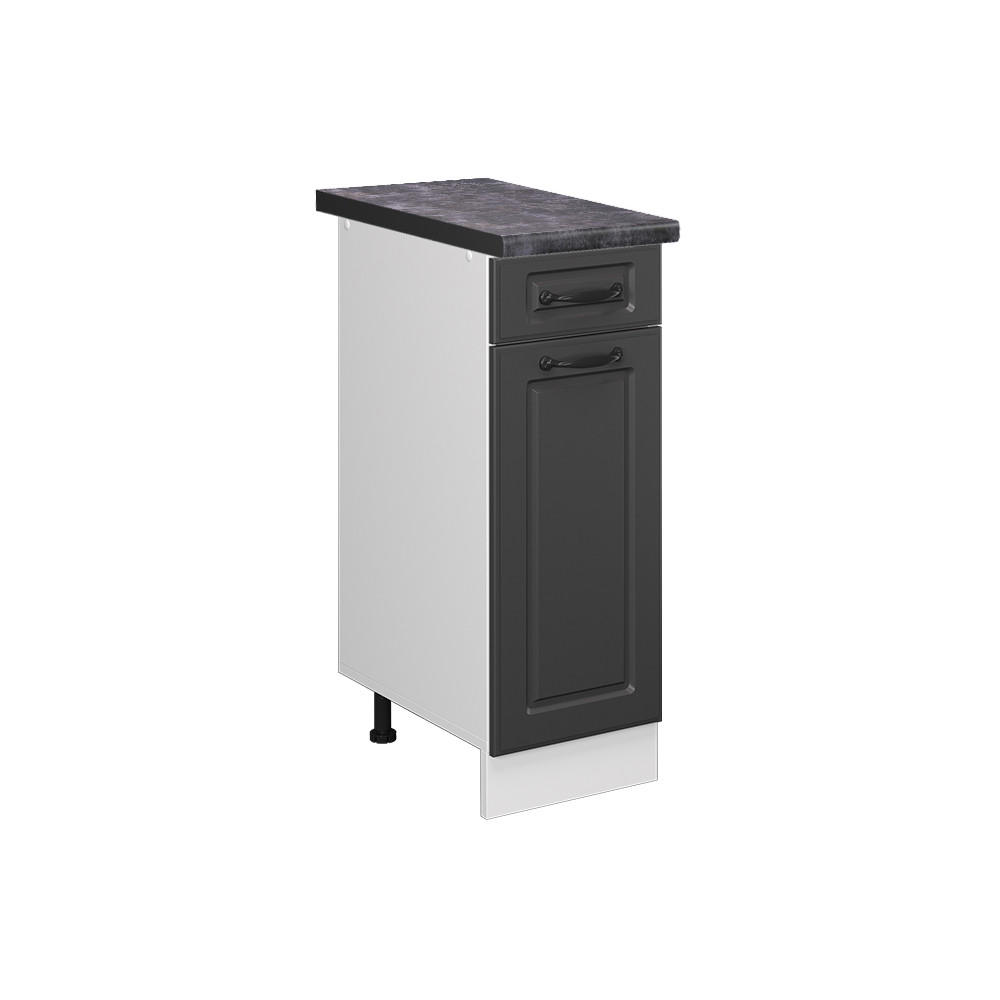 KÜCHENUNTERSCHRANK R-Line Anthrazit Landhaus 30 cm, AP Anthrazit - Anthrazit/Weiß, Holzwerkstoff (30/81.6/60cm) - Vicco