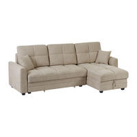 ECKSOFA mit Schlaffunktion & Ecke wechselbar - Chenille-Stoff - Beige - LUMARIO - Beige, Textil (260/155cm) - Vente-Unique