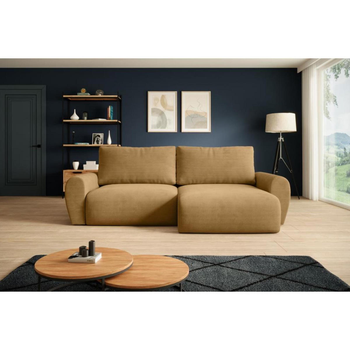 ECKSCHLAFSOFA Poss L gelb rechts - Gelb, Textil (253/153cm) - Beautysofa