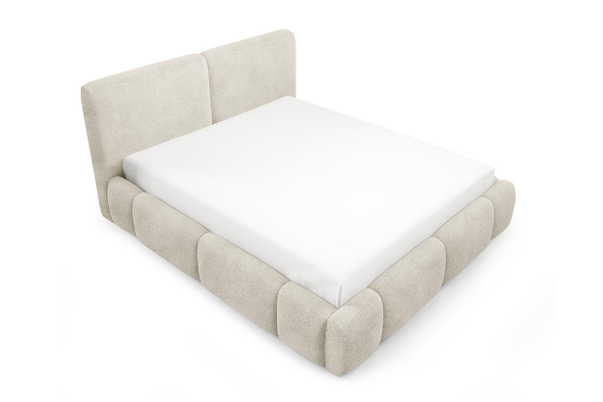 POLSTERBETT Mit Bettkasten, Bouclé-Stoff Coral, Beige, 120x200 cm, ABIK - Beige, Holz (120/200cm) - Kaiser Möbel