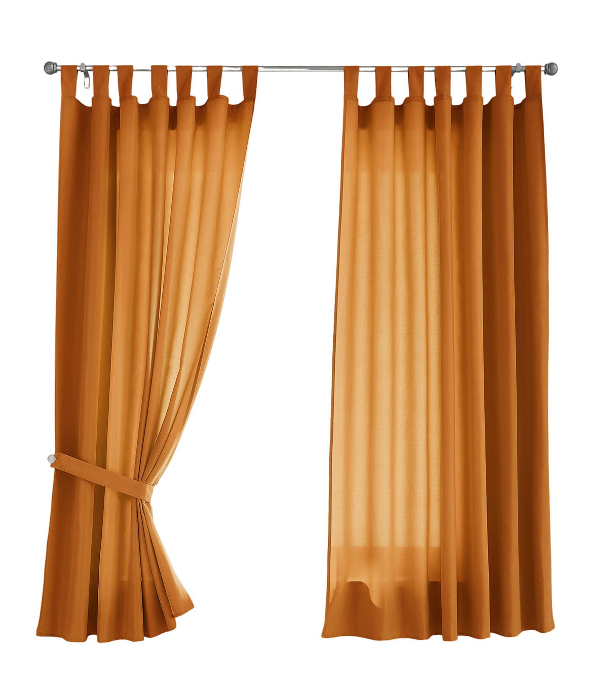 VORHANG 2ER SET POTSDAM HxB 175x140 cm Orange - Orange, Textil (140/175cm) - Gardinenbox