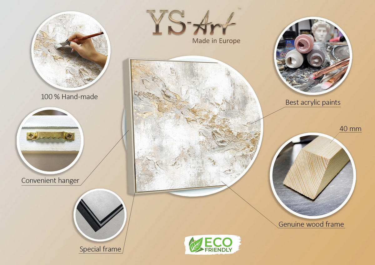 GEMÄLDE Geschichte Schattenfugenrahmen Beige 160x80 cm - Beige, Holz (160/80cm) - YS-art gallery
