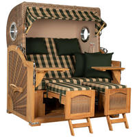 STRANDKORB XXL Düne Grande Teak Banana - Braun/Grün, Metall (142/170/95cm) - Mr. Deko
