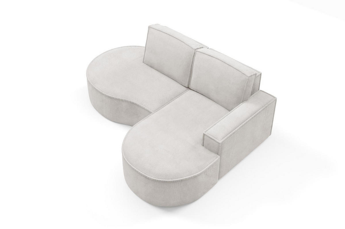 ECKSOFA Flow Weiß, mit Kissen in Curio Stoff, rechte seite - Weiß, Holzwerkstoff/Textil (210/157cm) - Bettso