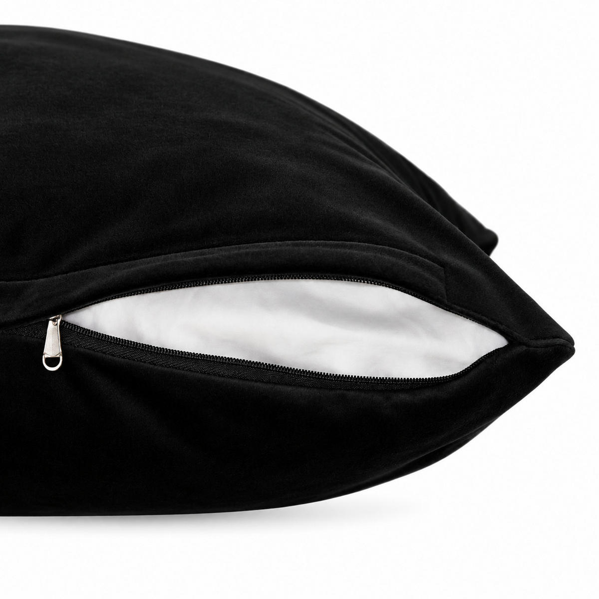 KISSENBEZUG 2er Set Schwarz 40x40 Samt weich - Schwarz, Textil (40/40cm) - TiborTex