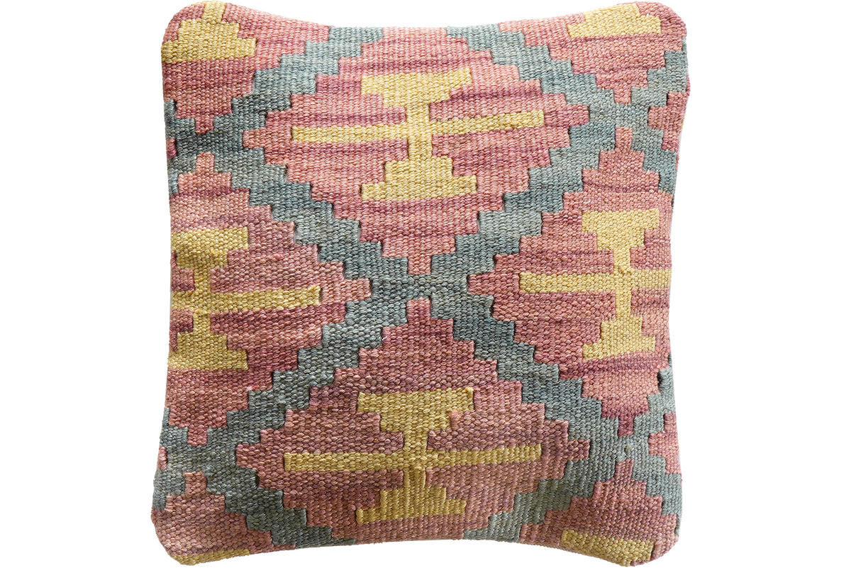 KISSEN Kelim Pink 40/40 cm Schurwolle - Pink, Textil (40/40cm) - Looma