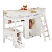 ETAGENBETT 90/200 cm weiß aus Massivholz mit Tisch und Kleiderschrank - Weiß, Holz (90/200cm) - OKWISH