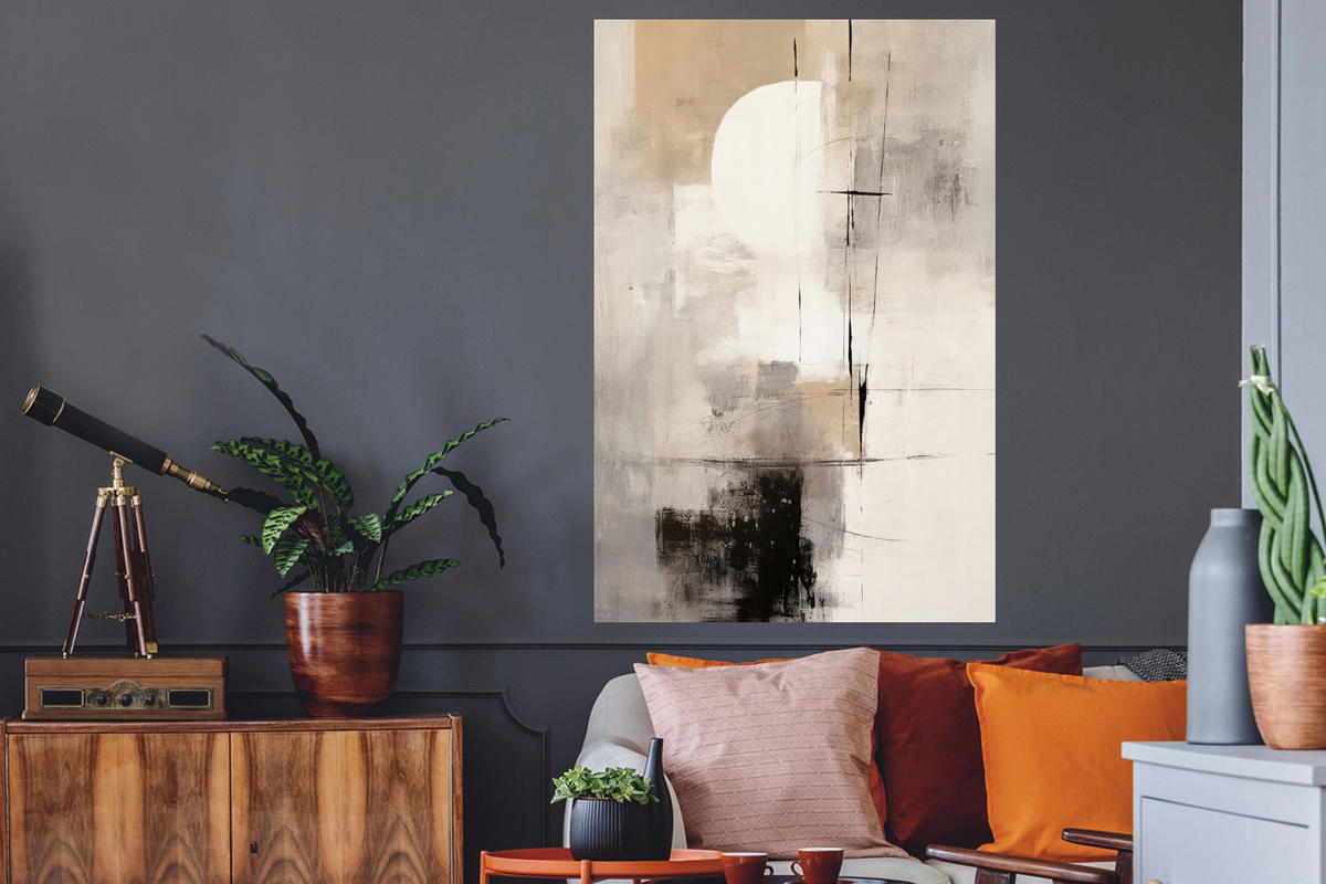 WANDTATTOO Abstrakt - Kunst - Grau 80x120 cm - Hellgrau, Kunststoff (80/120/0.1cm) - MuchoWow