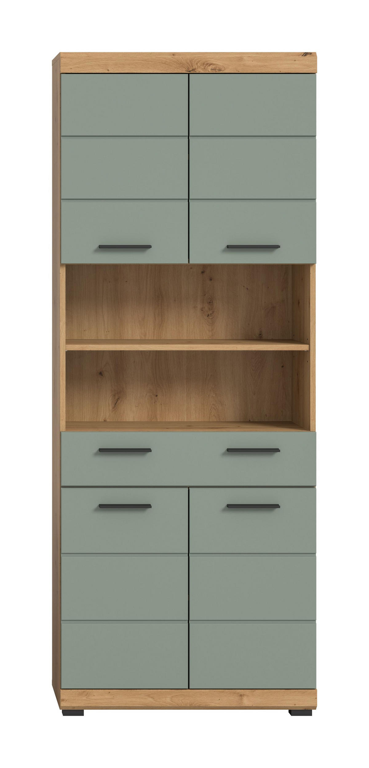 HOCHSCHRANK Scout Bad in Artisan Eiche Nachbildung und Salbei Nachbildung B/H/T: 74x191x31 cm - Eiche Artisan, Holz (74/191/31cm)