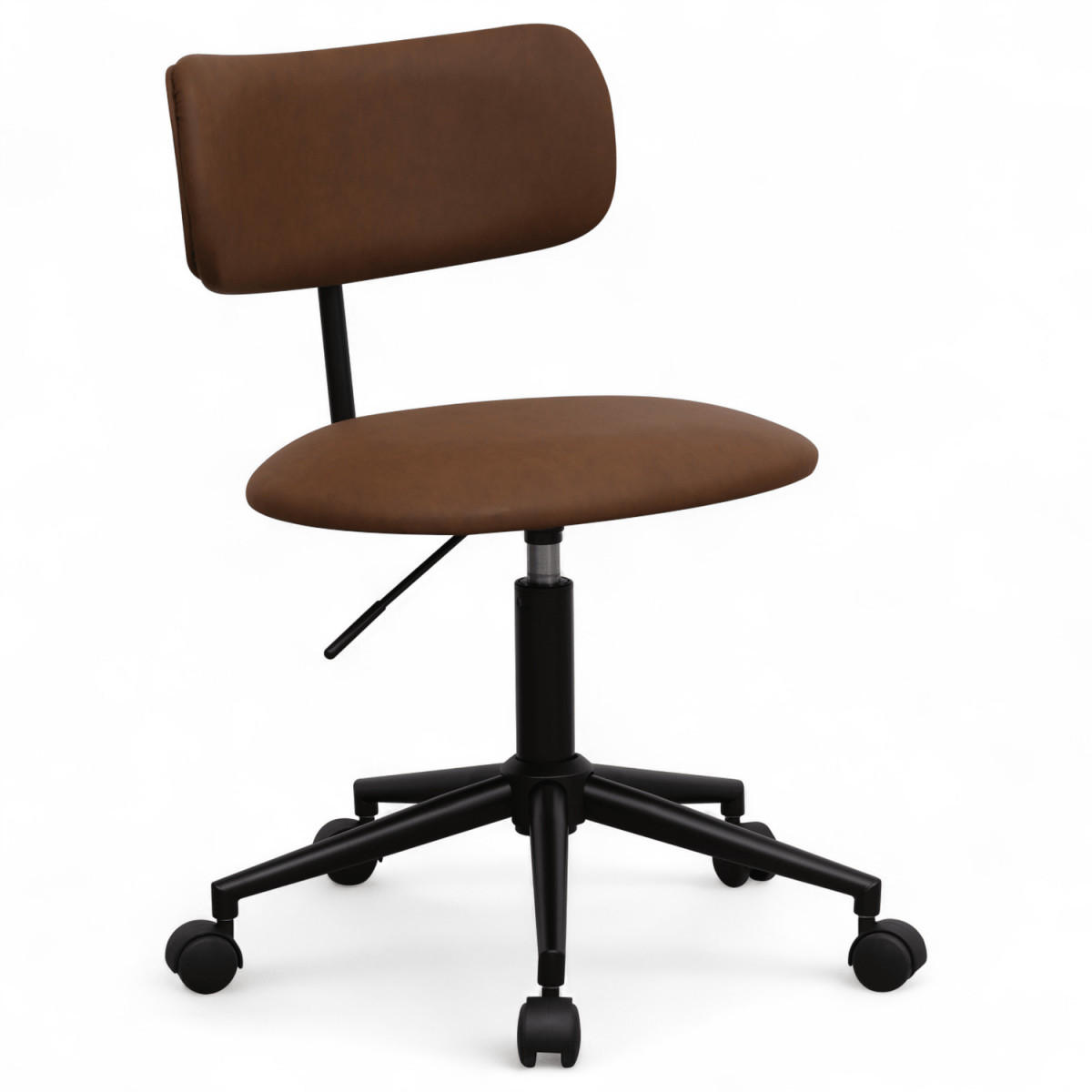 DREHSTUHL höhenverstellbar in Kunstleder Dunkelbraun - Schwarz/Braun, Textil/Metall (56/74/57cm) - Furnhouse