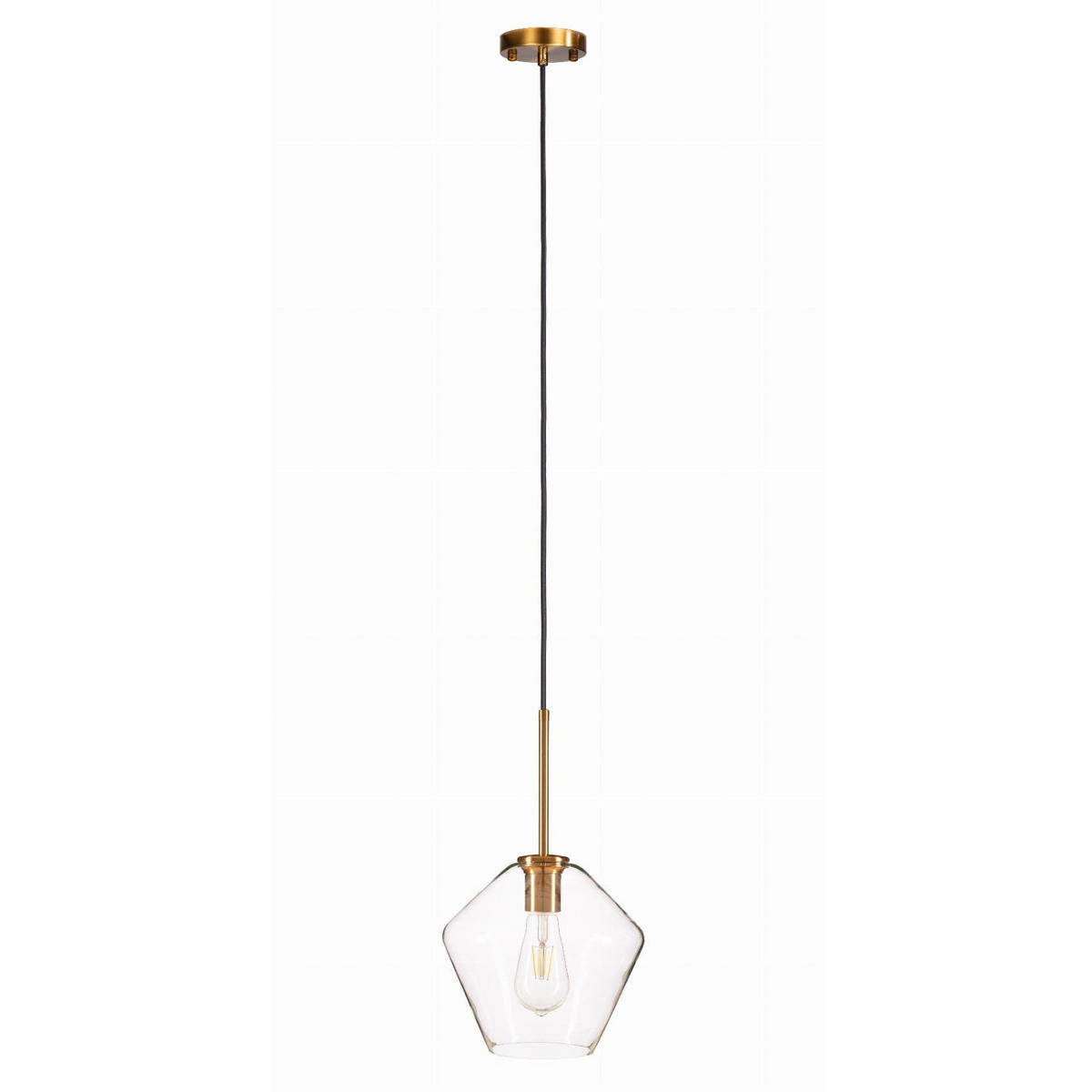 PENDELLEUCHTE Paris - Transparent/Goldfarben, Glas/Metall (23/23/123cm) - kiki design