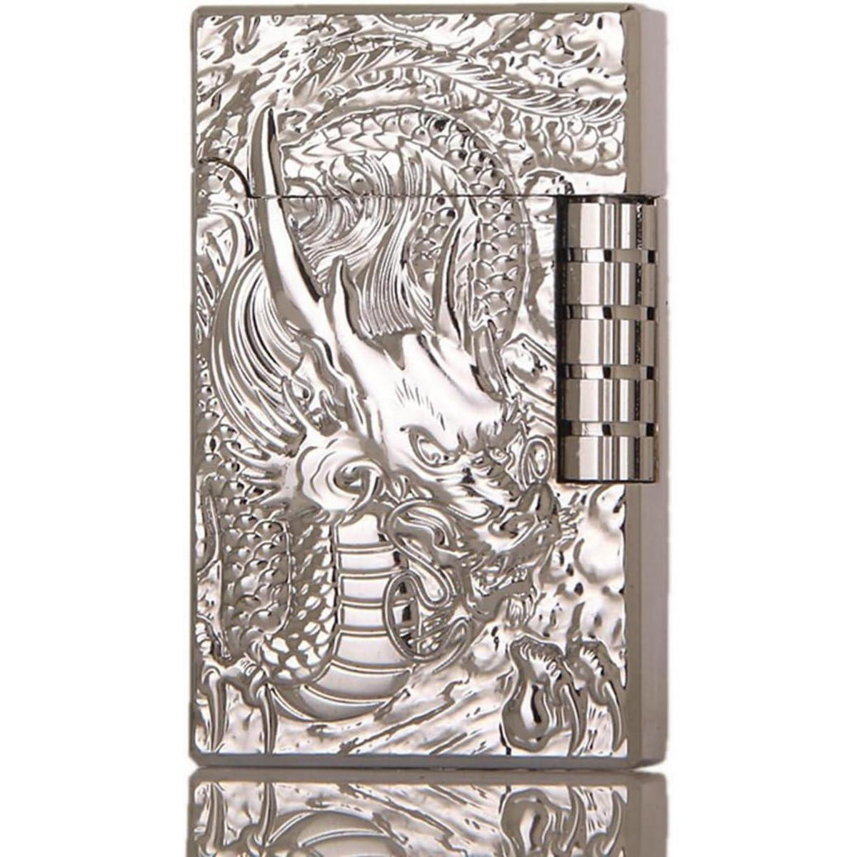 FEUERZEUG mit Drachenmuster, nachfüllbar, matt - Goldfarben, Metall (1/3/7cm)