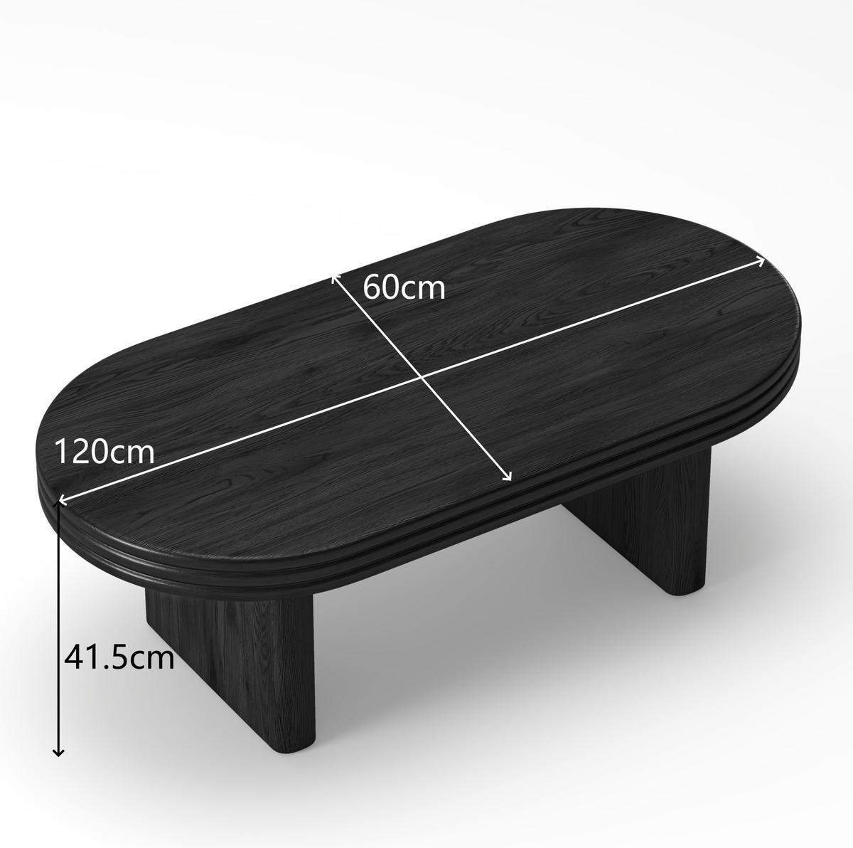 COUCHTISCH 120/60/41.5 cm schwarz aus MDF mit Holzfurnier und ovaler Form - Schwarz, Holzwerkstoff (120/60/41.5cm) - OKMYHOME