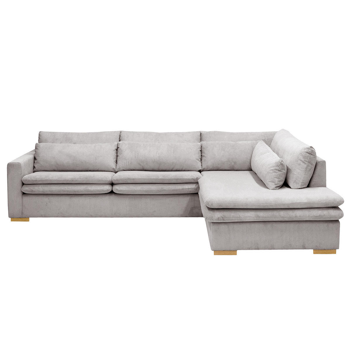 ECKSOFA mit Ottomane - Hellgrau, Textil (299/216cm) - home24