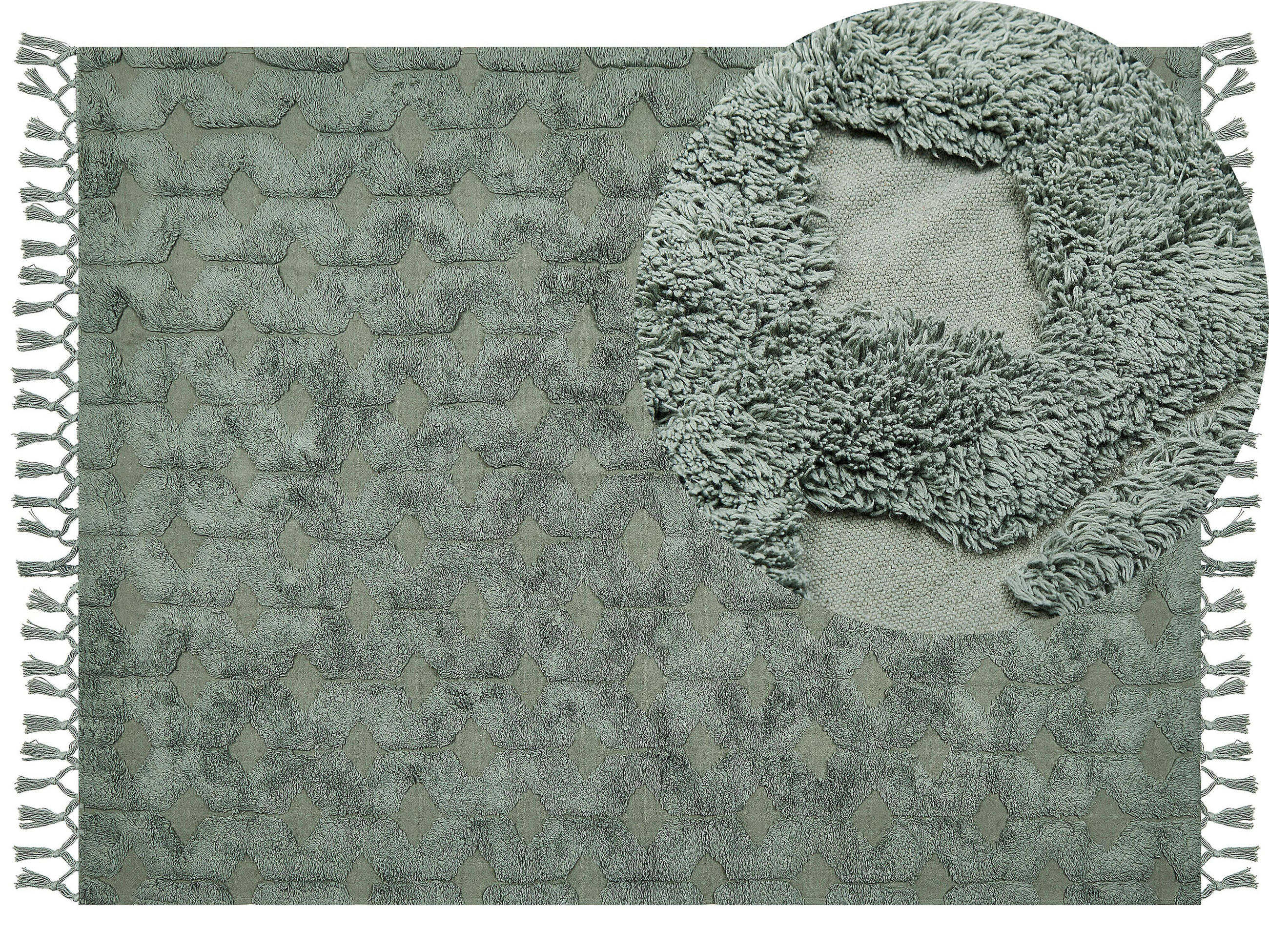 KURZFLOR-TEPPICH Kars 230/160 cm - Grün, Textil (160/230cm) - Beliani