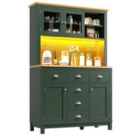 GESCHIRRSCHRANK aus MDF 104x40x180cm in Grün mit LED-Lichtleiste - Grün, Holzwerkstoff (104/180/40cm) - Modfu