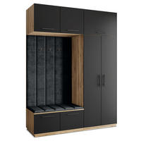 GARDEROBENSCHRANK REMA 180/240/60 cm Modern Eiche Wotan - Eiche Wotan/Schwarz, Holzwerkstoff (180/240/60cm) - MASSENO