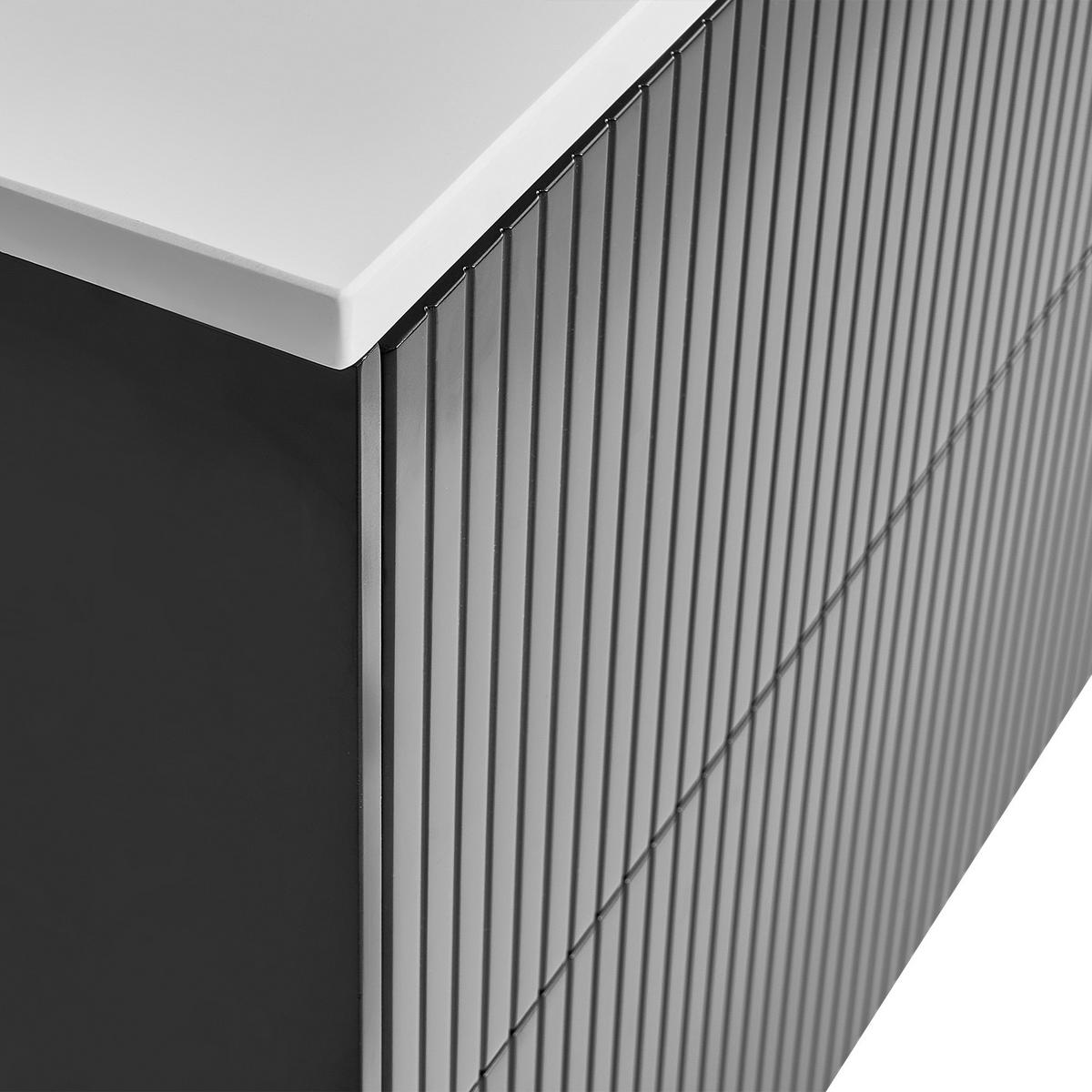 WASCHBECKENUNTERSCHRANK wandmontiertk 60 cm Schwarz Quintela - Schwarz, Holzwerkstoff (60/48/52cm) - Beliani